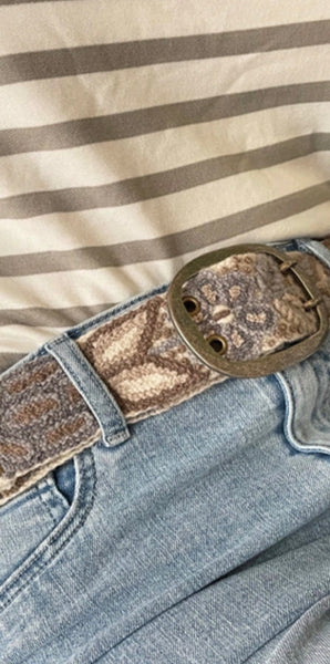 Jenny Krauss Monochromatic Embroidered Wool Belt, Cream