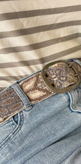 Jenny Krauss Monochromatic Embroidered Wool Belt, Cream