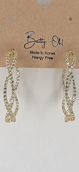 Braided CZ Hoop Earrings
