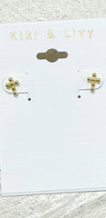 Kiki & Livy Tiny Bead Cross Stud Earrings