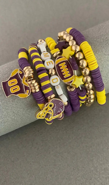 Go Team Bracelet Set - Purple and Gold