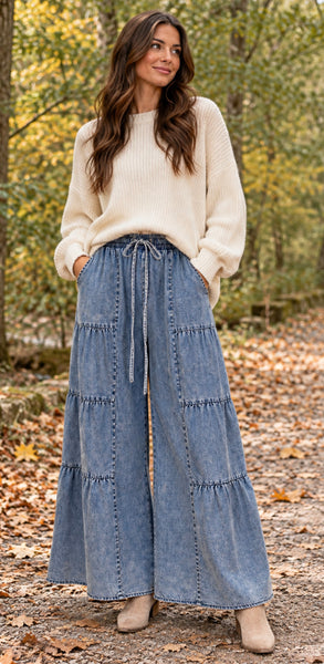 Zea Tiered Chambray Pants