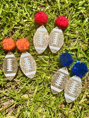 Pom Pom Football Earrings - 3 Colors