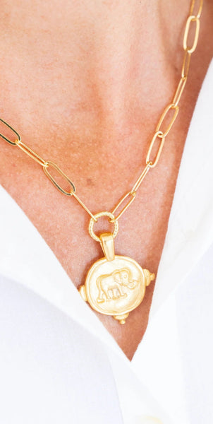 Elephant Intaglio Paperclip Necklace