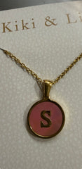 Kiki and Livy Pink Abalone Shell Initial Pendant Necklace