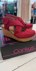 Corky's Case Closed Clog - Dark Faux Red Suede