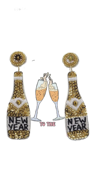 New Year Champagne Bottle Earrings