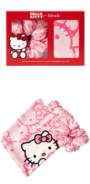 Hello Kitty X Kitsch Satin Pillowcase & Pillow Scrunchie Set