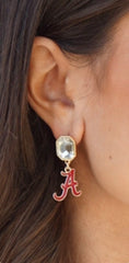 Alabama Crimson Tide Rhinestone Enamel Logo Earrings
