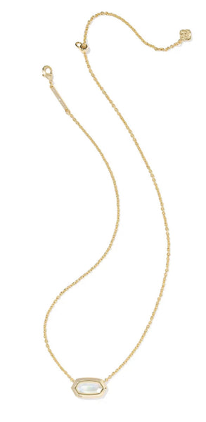 Kendra Scott Elisa Bezel Gold Short Pendant Necklace in Ivory Mother of Pearl