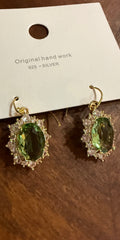 Regal Olive Green Gemstone Drop Earrings
