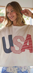 Mixed Fabric USA Top - 2 Colors