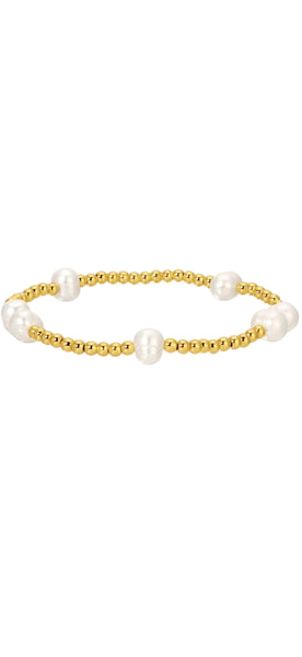 3mm Stretch Bead Bracelets with Large Pearl Accents