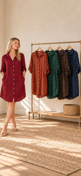 French Linen Shirtdress - 5 Colors