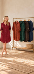 Robe-chemise en lin français - 5 couleurs