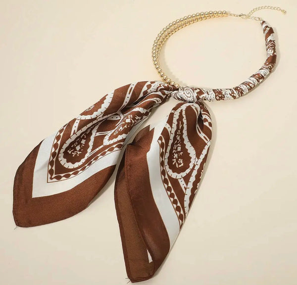 Abstract Pattern Fabric Scarf Double Bubble Chain Necklaces - 5 Patterns