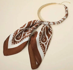 Abstract Pattern Fabric Scarf Double Bubble Chain Necklaces - 5 Patterns