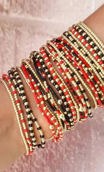 enewton Gameday Hope Joy Pattern 2mm Bead Bracelet - Bright Red