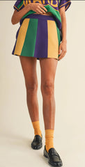 Mardi Gras Sweater Mini Skirt