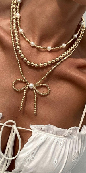 Beaded Bow Necklace Set