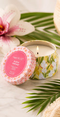 Capri Blue Aloha Orchid Pattern Play Printed Travel Tin Candle