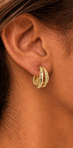Braided CZ Hoop Earrings