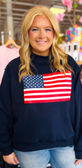 USA Flag Mock Neck Sweatshirt