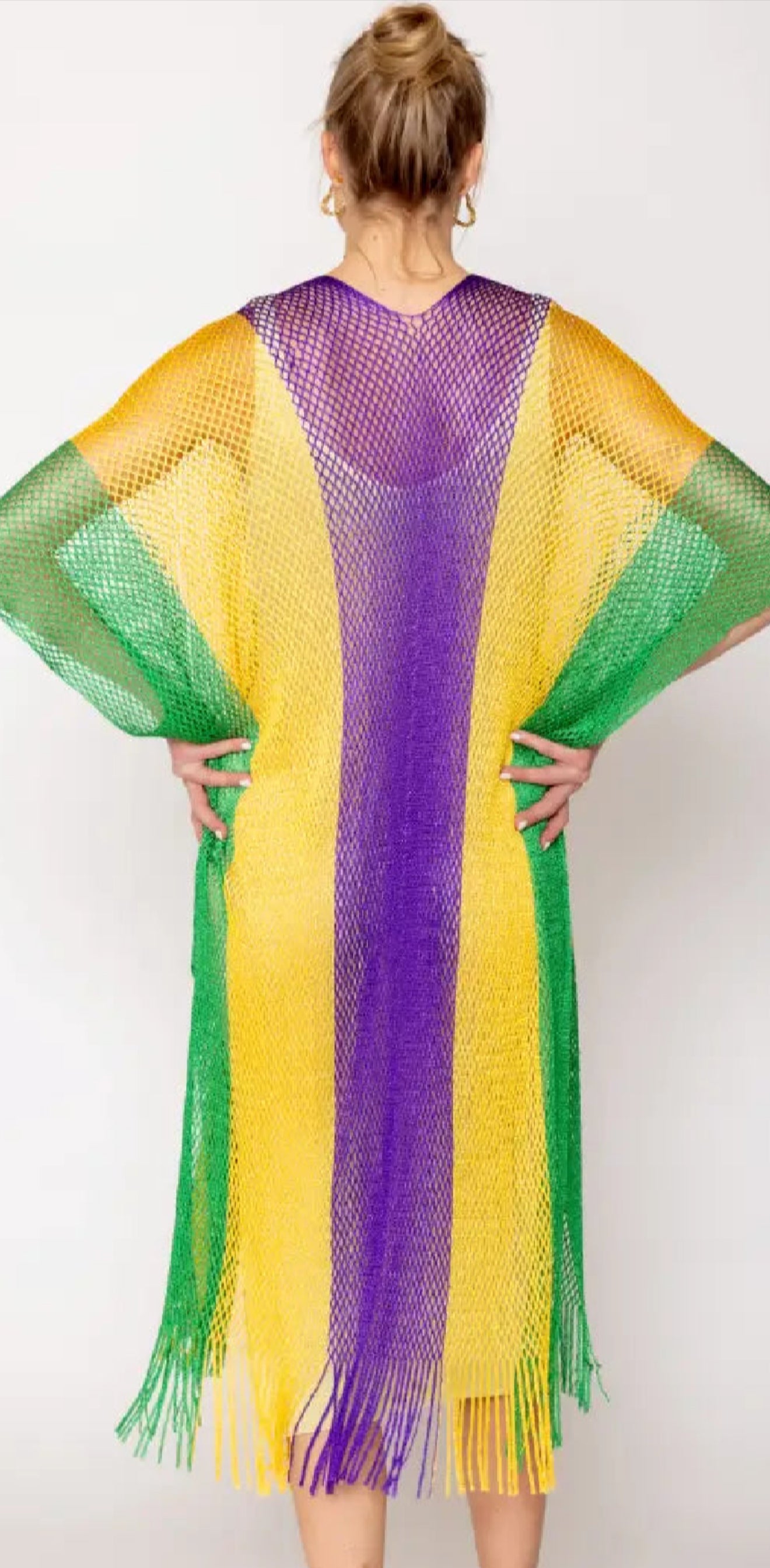 Mardi Gras Mesh Kimono