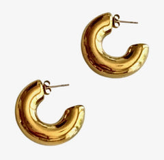 Gold Tube Hoop Earrings
