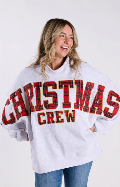 Simply Southern Christmas Crew Holiday Mock Neck Pullover Crew Oversized Sweatshirt
