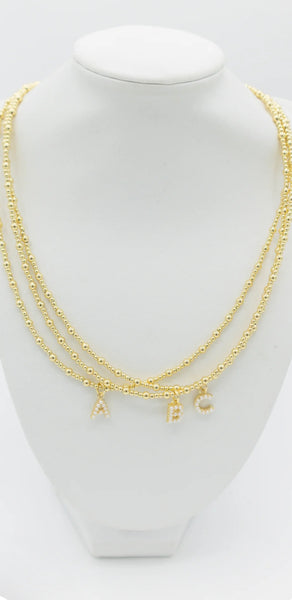 Kiki & Livy Gold Beaded Necklaces with Pearl Initials