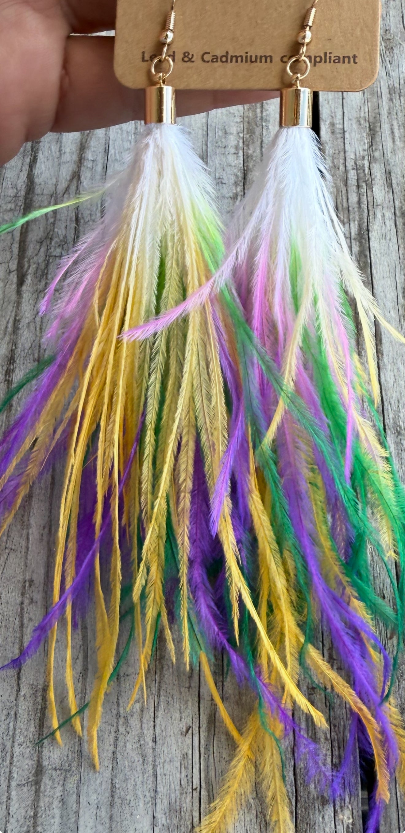 Mardi Gras Feather Earrings