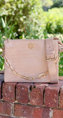 Ariana Crossbody Purse - Latte Croc
