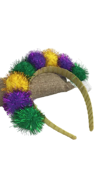 Mardi Gras Light Up Pompom Headband