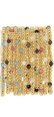 Bracelets extensibles en perles avec pierres décoratives – 5 couleurs