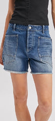 Denim Patch Pocket Barrel Shorts