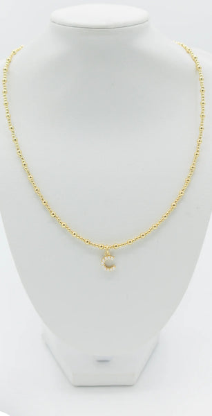 Kiki & Livy Gold Beaded Necklaces with Pearl Initials