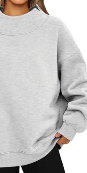 Oversized Gray Mockneck Sweatshirt