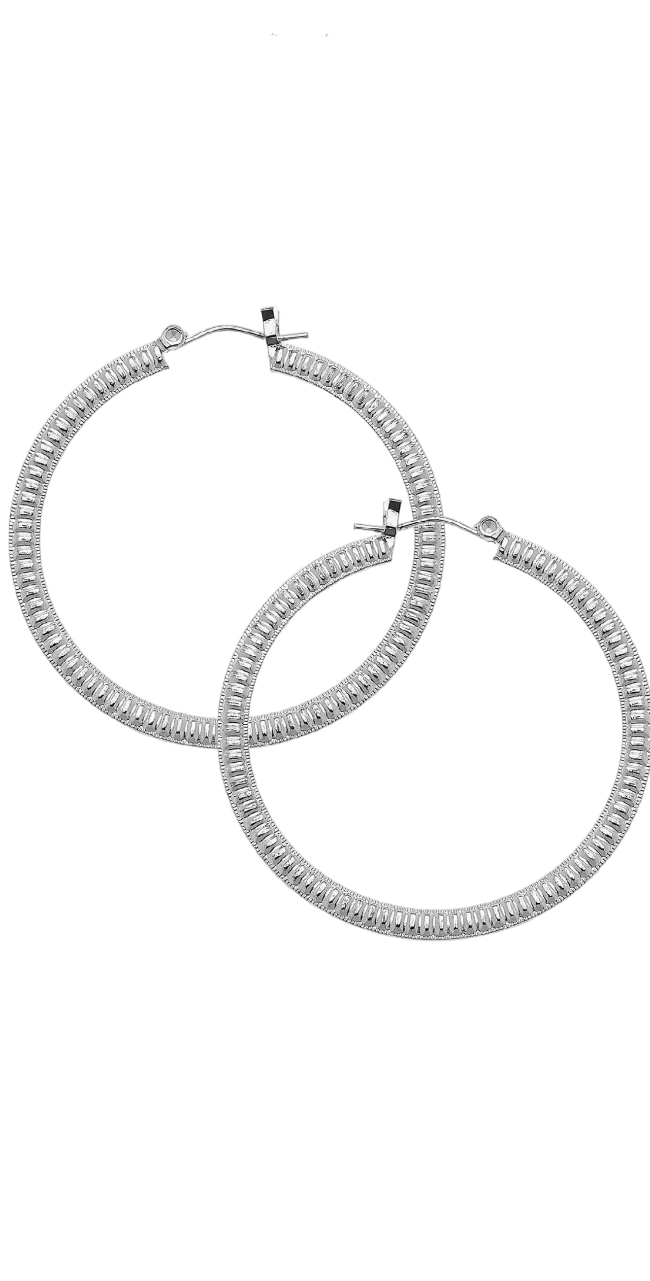 Susan Shaw Silver Ribbed Hoops