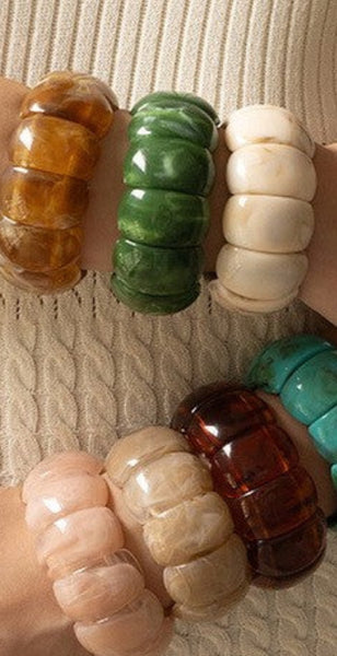 Faux Stone Acrylic Stretch Bracelets - 5 Colors