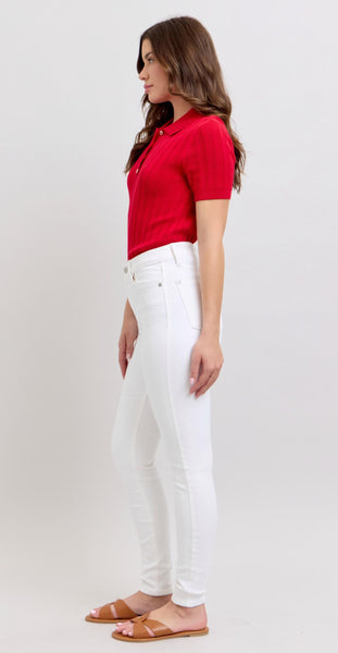 Judy Blue High Waisted Skinny White Jeans