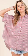 Oversized Striped GameDay Button Down - 2 Colors