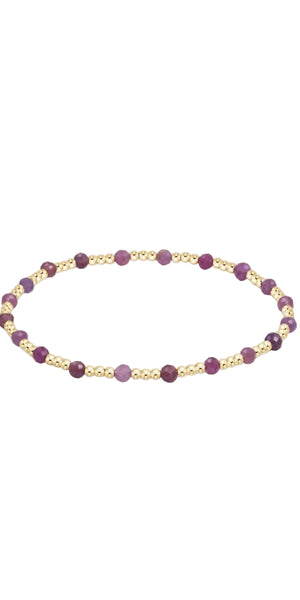 enewton 6.25" Gemstone Gold Joy Pattern 3mm Bead Bracelet - Ruby