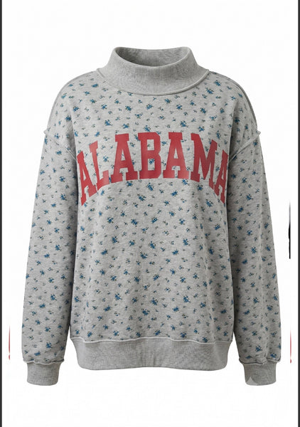 Alabama & AL Reversible Sweatshirt - Floral Mock Neck