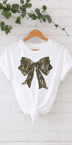 Camo Coquette Bow Graphic Tee