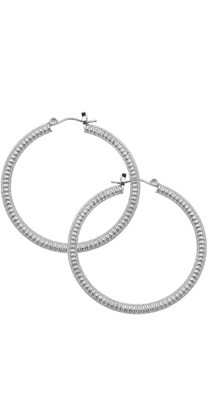Susan Shaw Silver Ribbed Hoops
