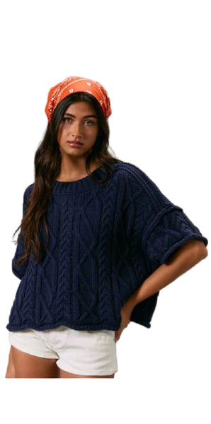 Navy Baby Cable Sweater