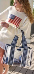 Case-Mate Something Navy Gingham Jelly Tote Bag