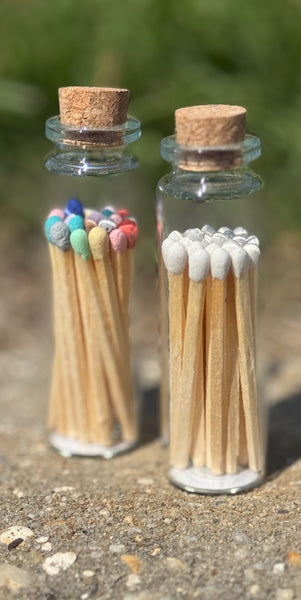 Small Glass Vial of Matches - 2 Colors