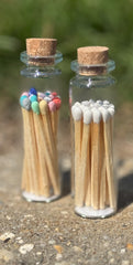Small Glass Vial of Matches - 2 Colors